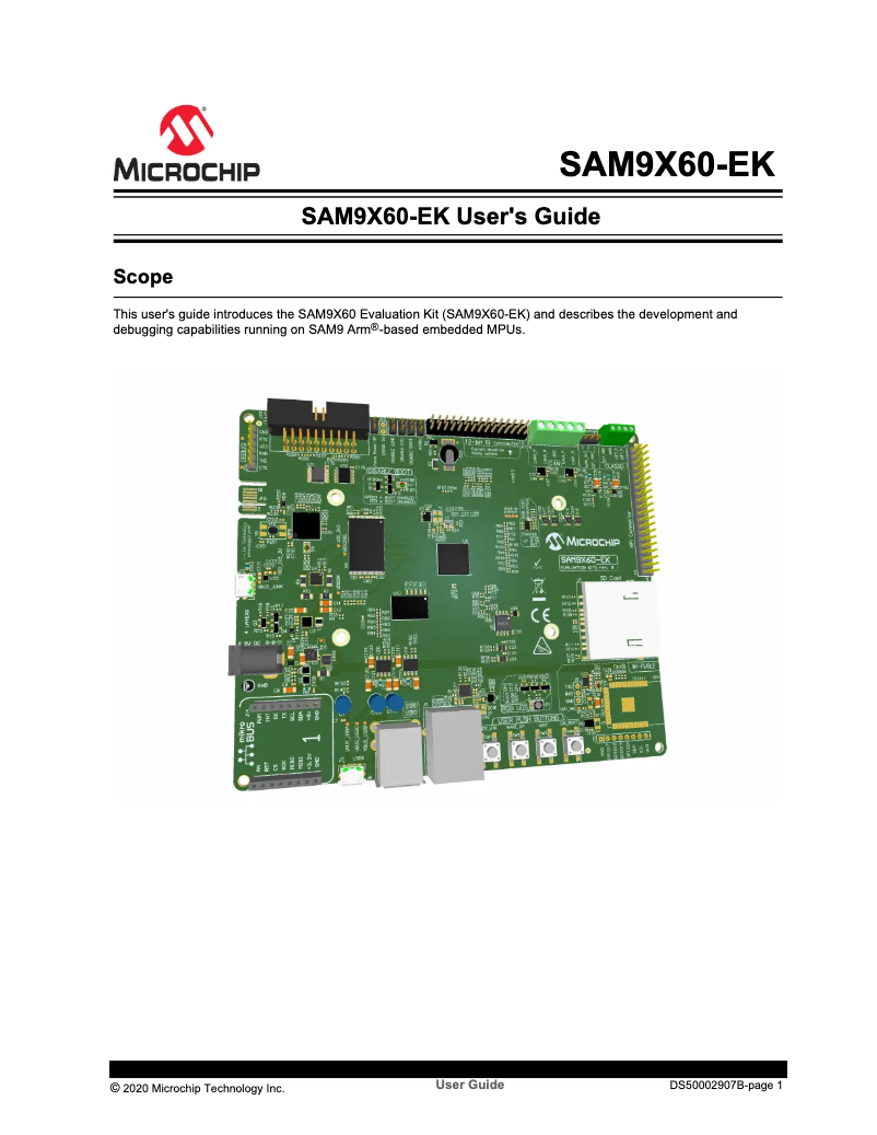 Imagen de la primera página del manual del dispositivo SAM9X60D6K