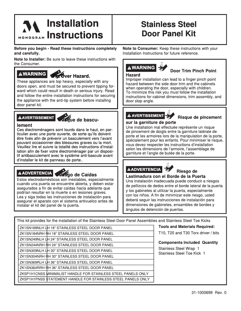 Image de la première page du manuel de l'appareil ZK1SN244NRH