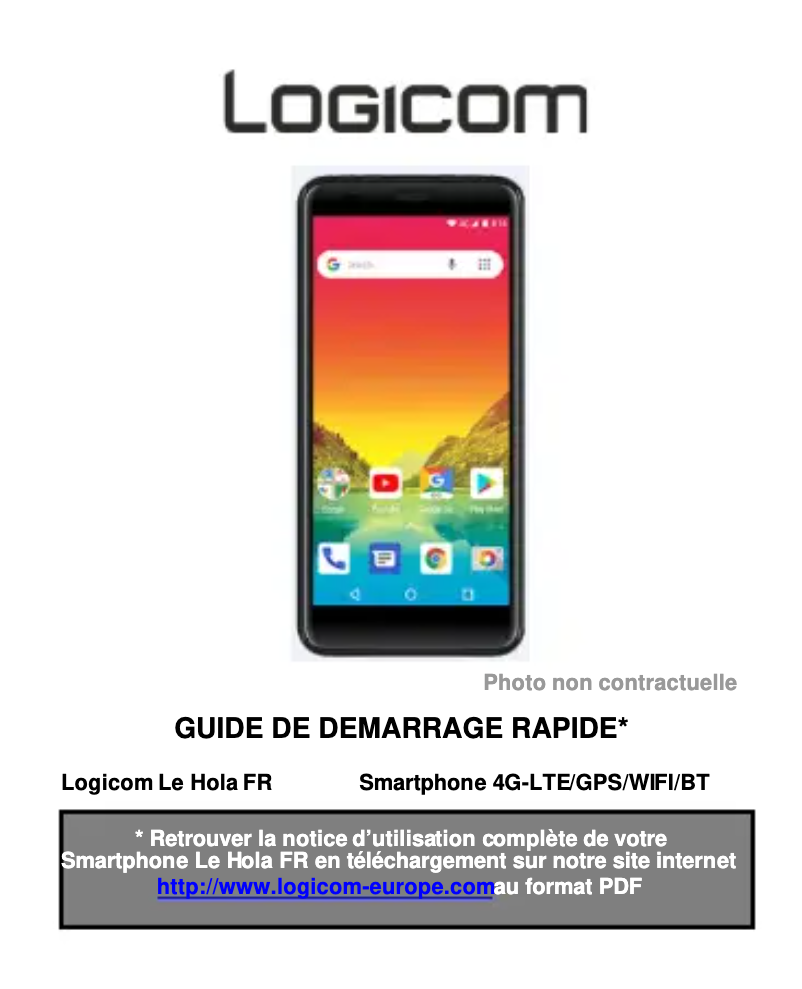Page 1 de la notice Manuel utilisateur Logicom Le Hola FR