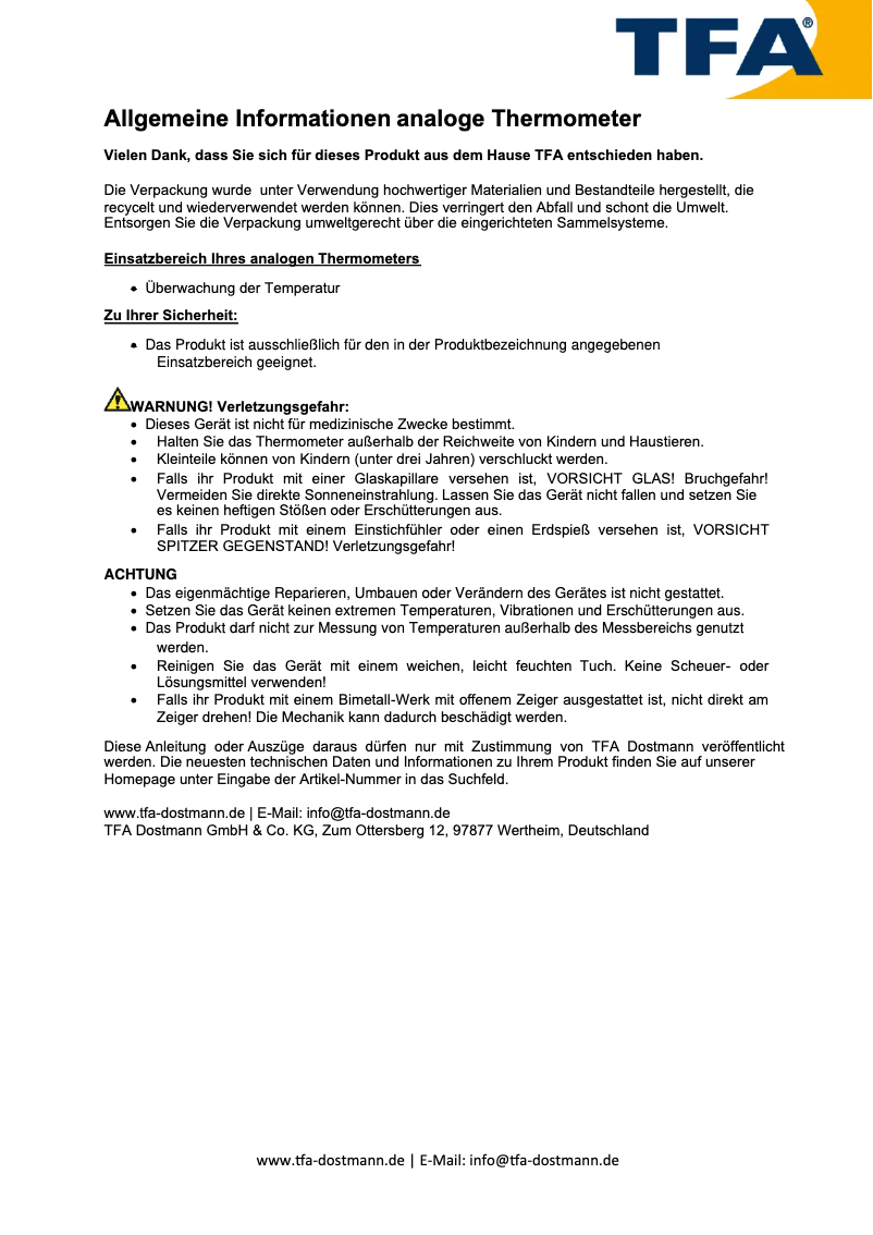 Page n°1 - Manuel utilisateur TFA 14.2005