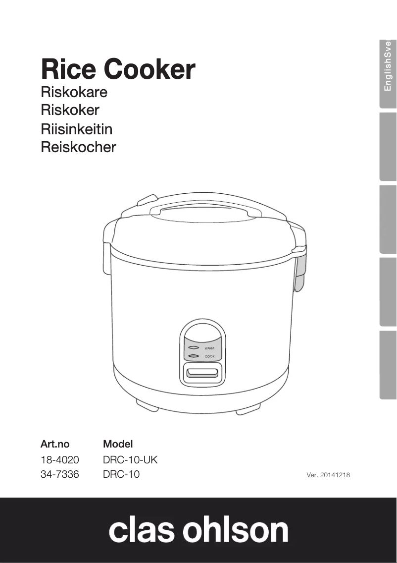 Page n°1 - Manuel utilisateur Clas Ohlson DRC-10
