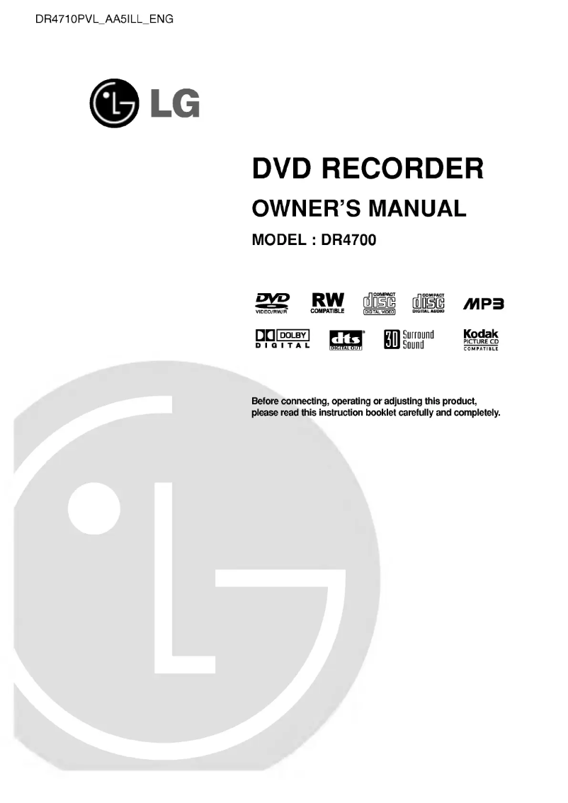 Page 1 de la notice Manuel utilisateur LG DR4700