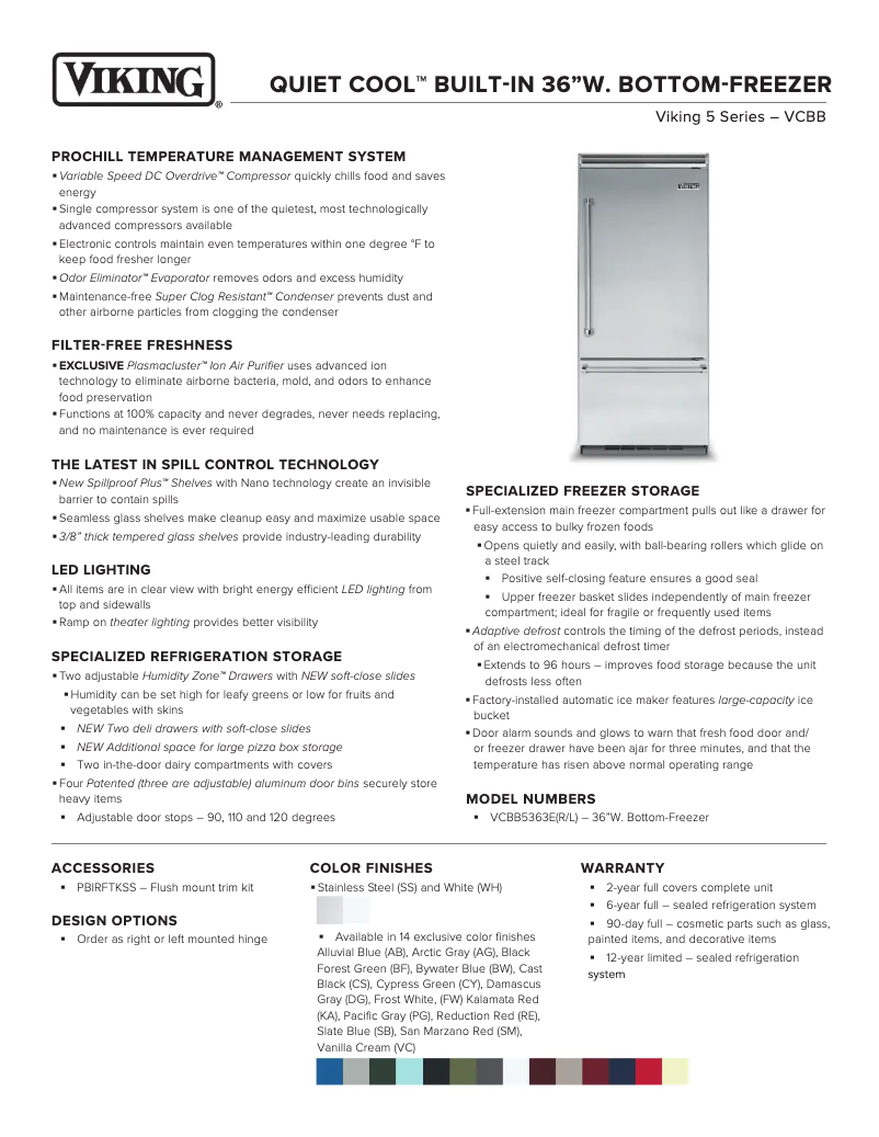 Page 1 of the manual Technical Sheet Viking VCBB5363E