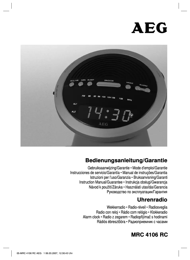 Image de la première page du manuel de l'appareil MRC 4106 RC