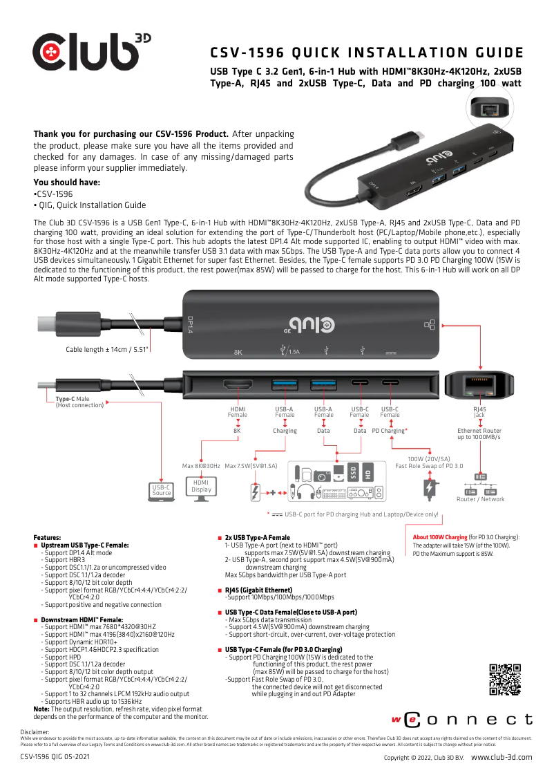 Página 1 del manual Manual de usuario CLUB3D CSV-1596