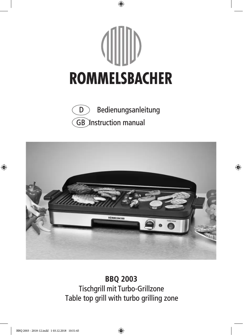 Página 1 del manual Manual de usuario Rommelsbacher BBQ 2003