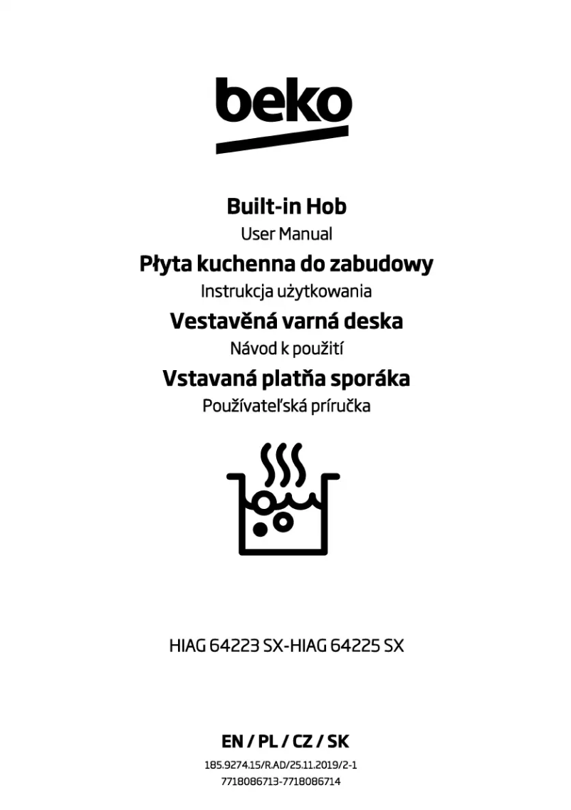 Page 1 de la notice Manuel utilisateur Beko HIAG 64223 SX