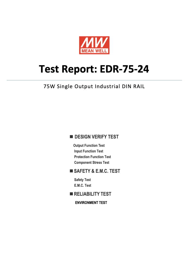 Page 1 de la notice Fiche technique Mean Well EDR-75-24