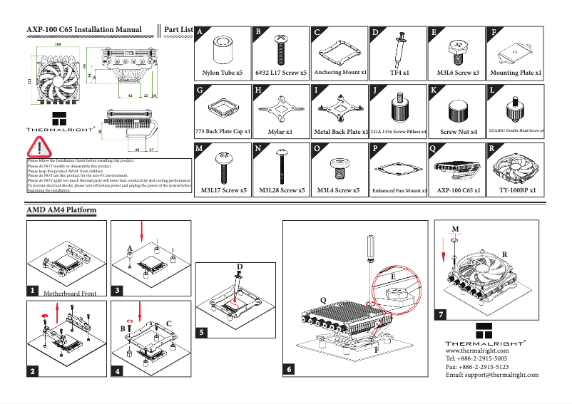 Page n°1 - Manuel utilisateur Thermalright AXP-100 C65