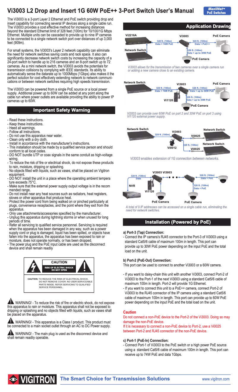 Page n°1 - Manuel utilisateur Vigitron MaxiiNet VI3003