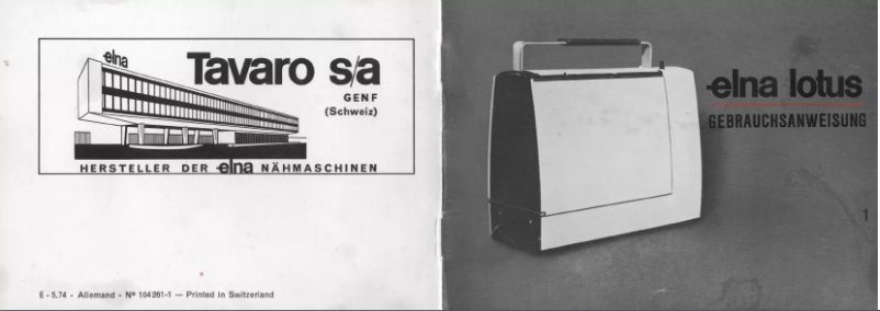 Page n°1 - Manuel utilisateur Elna Lotus SP