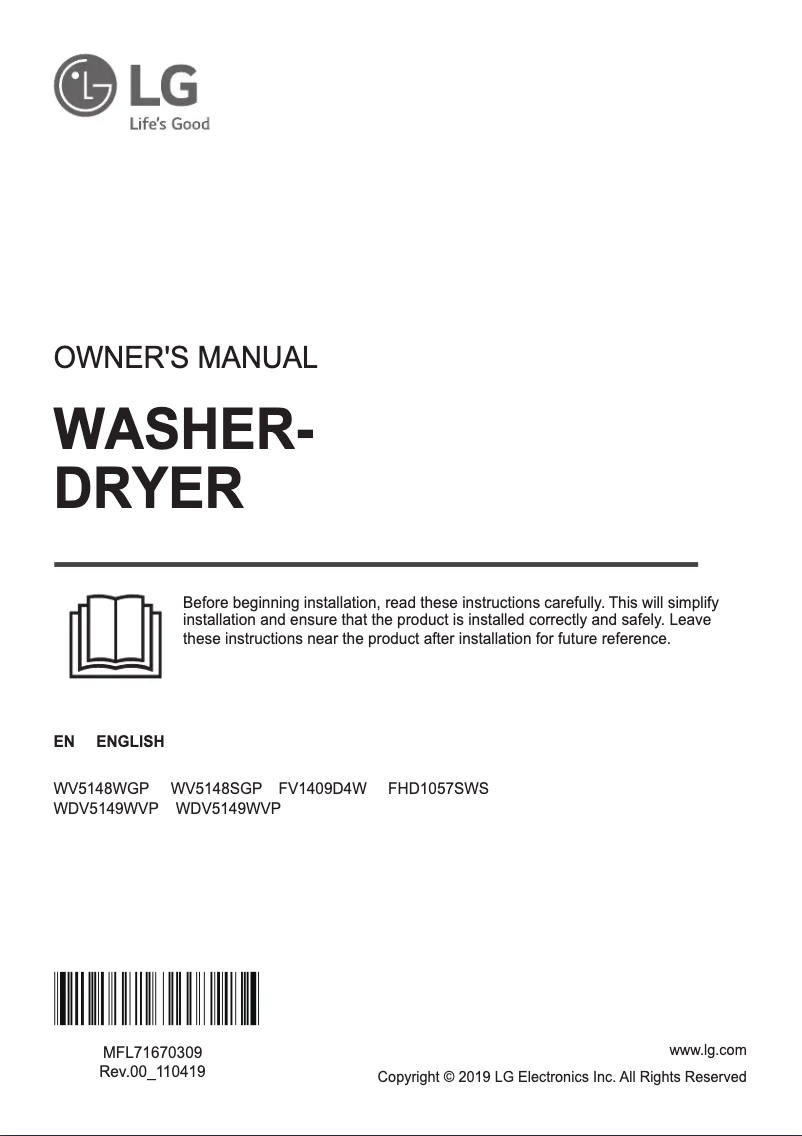 Page 1 de la notice Manuel utilisateur LG WDV5149WVP