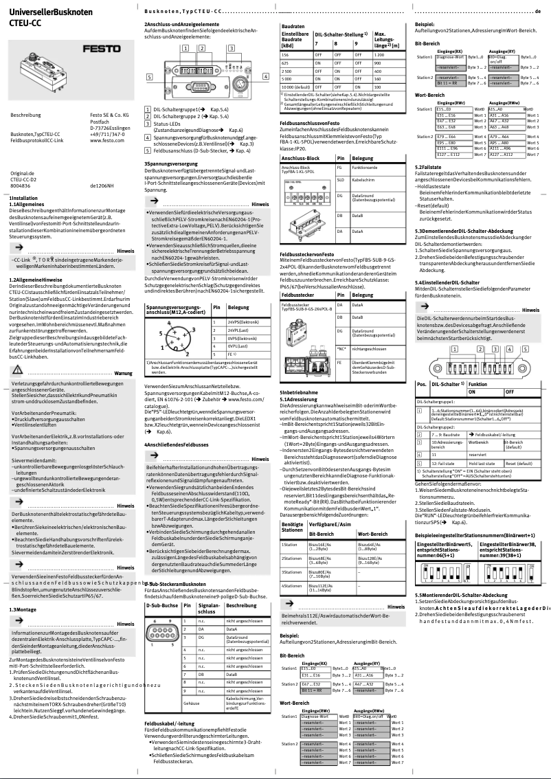 Page 1 de la notice Manuel utilisateur Festo CTEU-CC