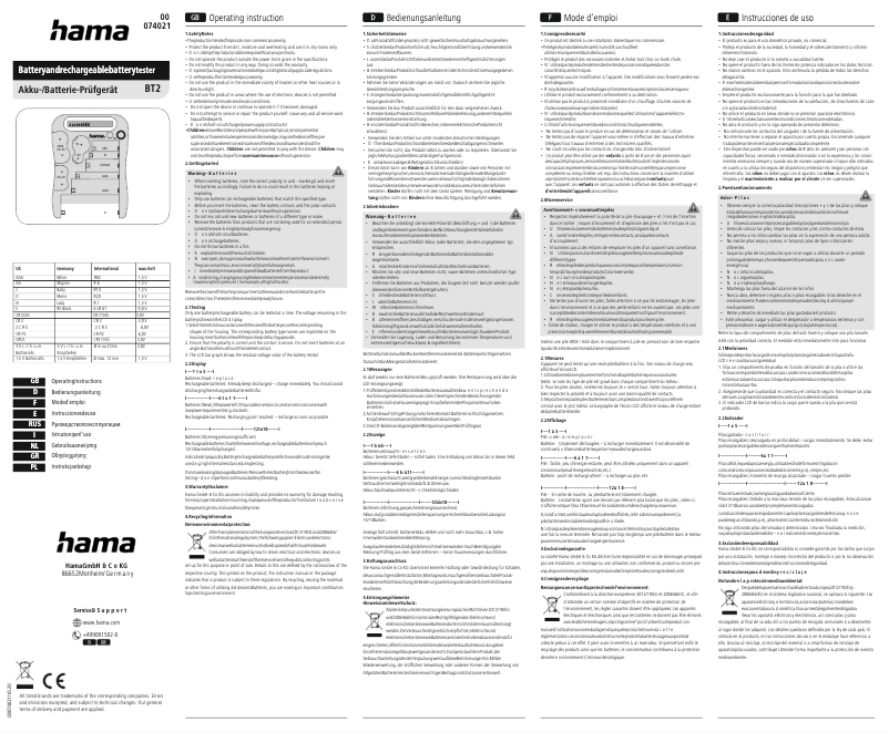 Page 1 de la notice Manuel utilisateur Hama BT2