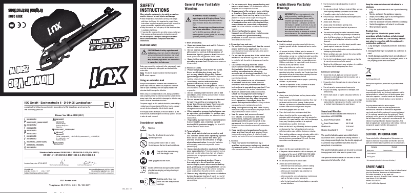Image de la première page du manuel de l'appareil XBLV-240U