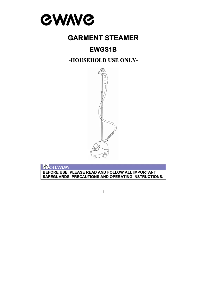 Page 1 de la notice Manuel utilisateur Ewave EWGS1B