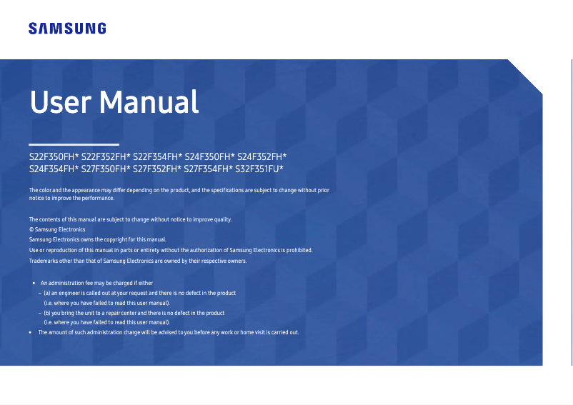 Page 1 de la notice Manuel utilisateur Samsung S32F351FUK