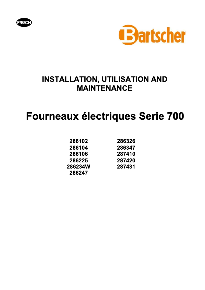 Page n°1 - Manuel utilisateur Bartscher 286234W