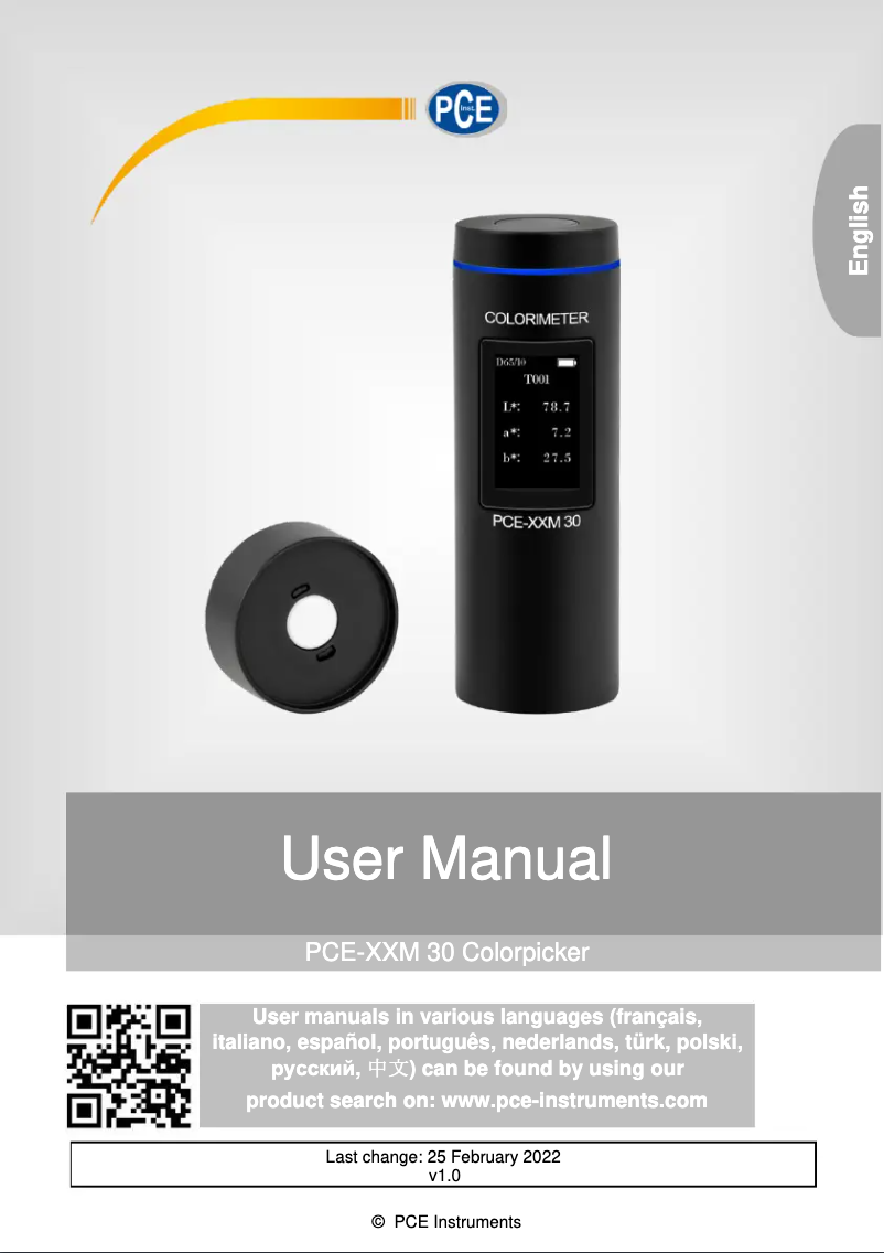 Page 1 de la notice Manuel utilisateur PCE Instruments PCE-XXM 30