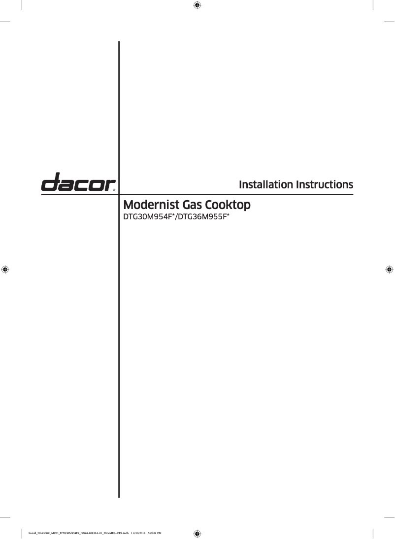 Page 1 de la notice Guide d'installation Samsung DTG36M955FS