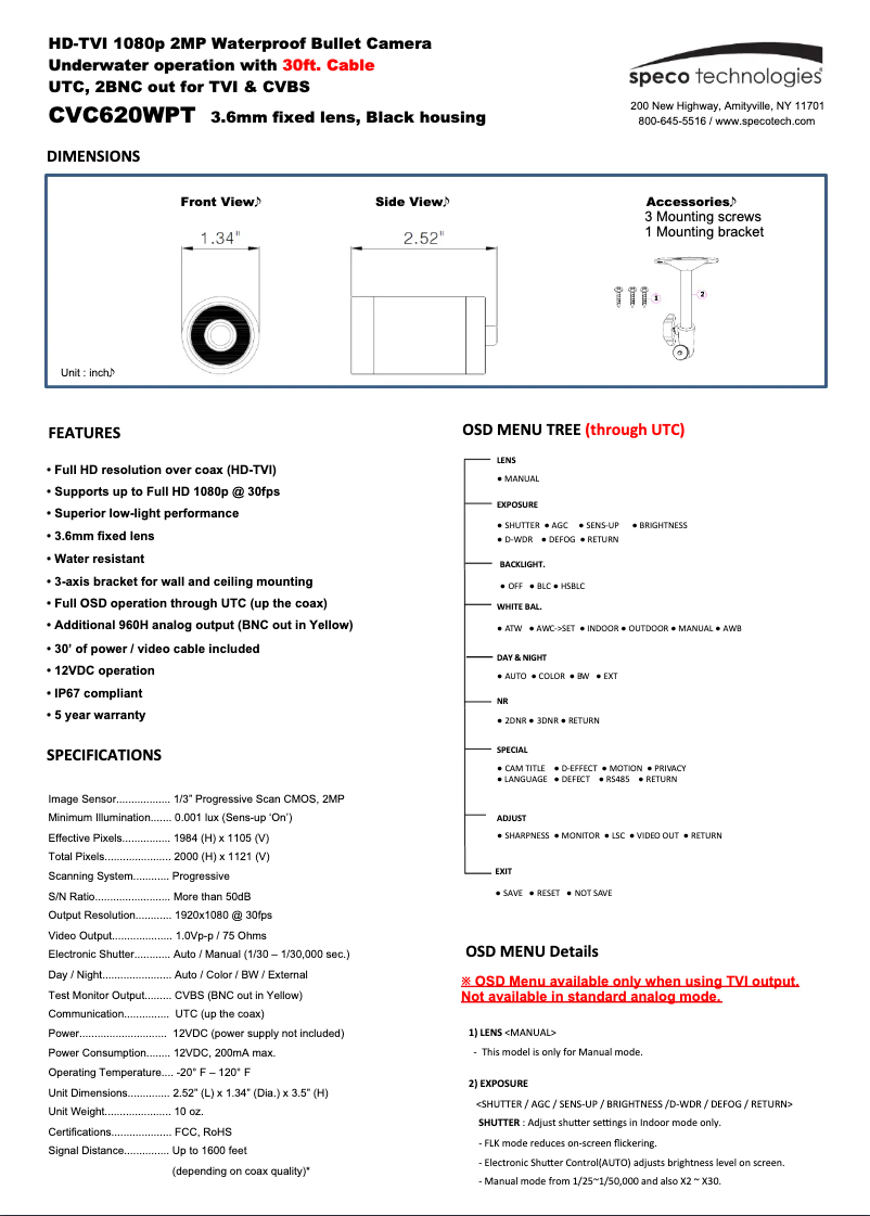 Image de la première page du manuel de l'appareil CVC620WPT