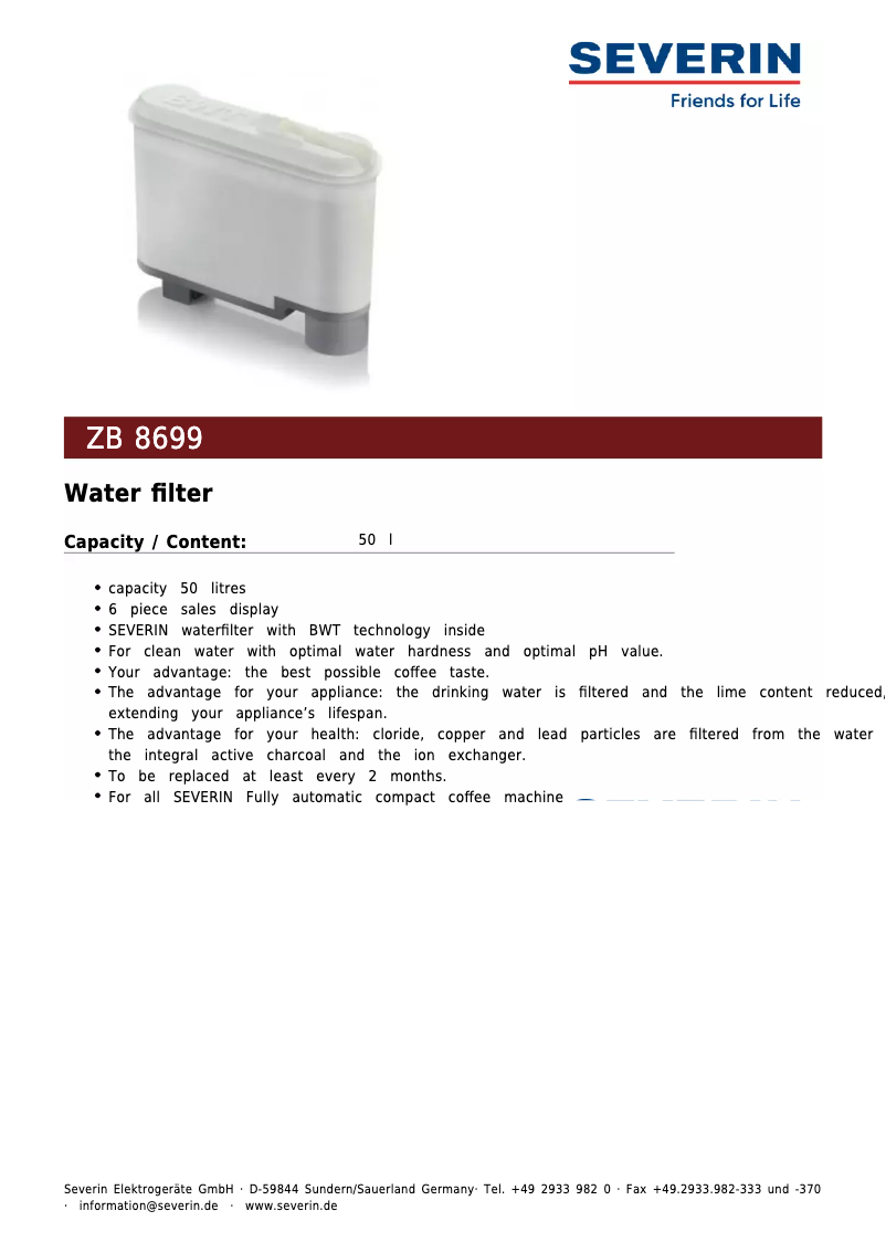Page 1 de la notice Manuel utilisateur Severin ZB 8699