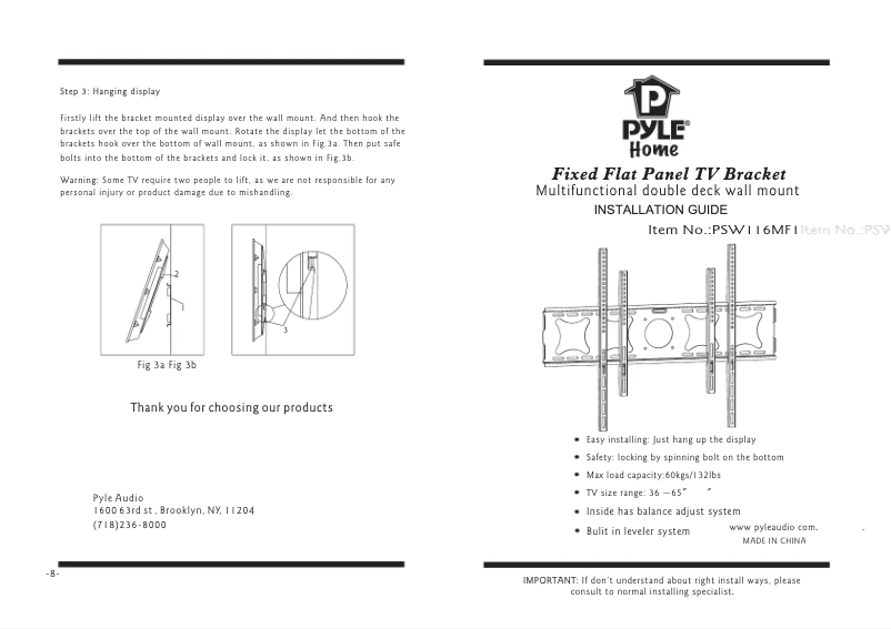 Page 1 de la notice Manuel utilisateur Pyle PSW116MF1