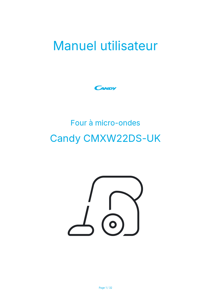 Page n°1 - Manuel utilisateur Candy CMXW22DS-UK