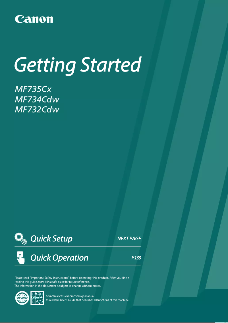 Page 1 de la notice Manuel utilisateur Canon i-SENSYS MF734Cdw