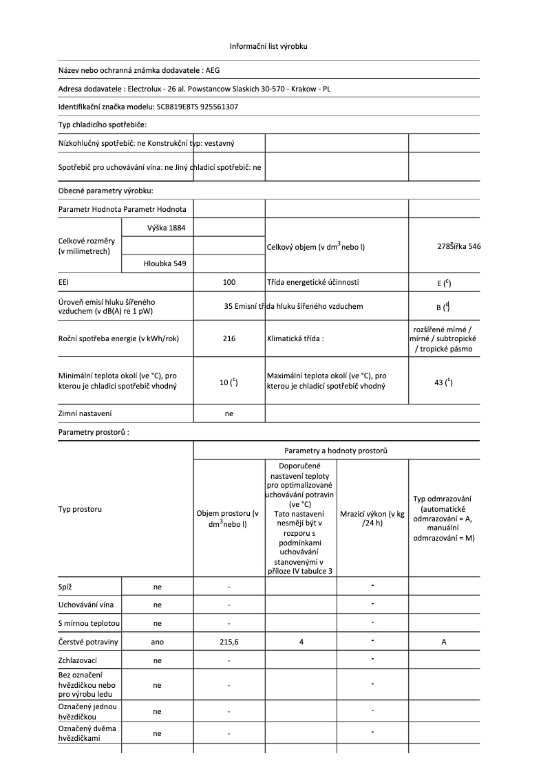 Page n°1 - Fiche technique AEG SCB819E8TS