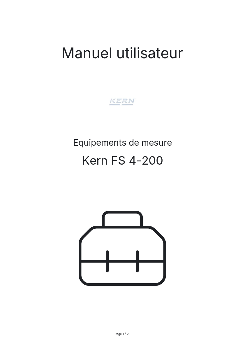 Page n°1 - Manuel utilisateur Kern FS 4-200