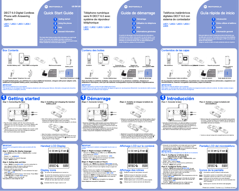 Página 1 del manual Manual de usuario Motorola L801