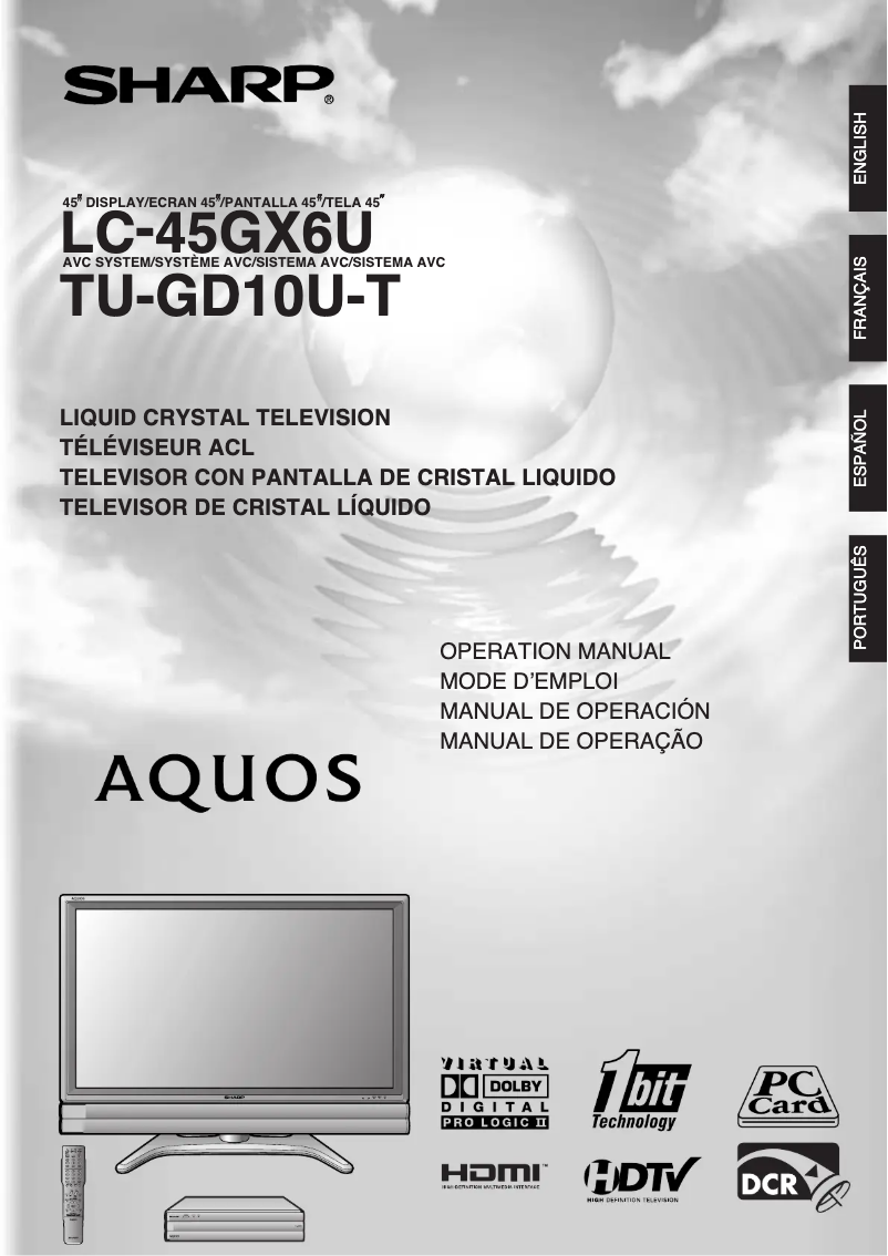 Page n°1 - Manuel utilisateur Sharp AQUOS LC-45GX6U
