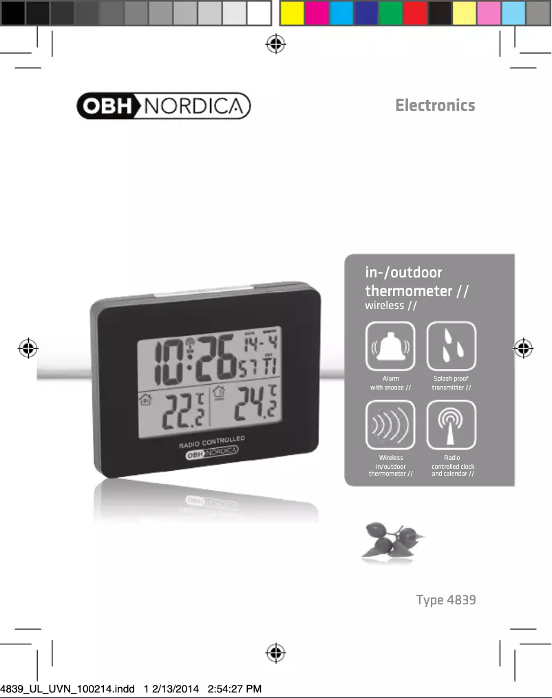 Page 1 de la notice Manuel utilisateur OBH Nordica 4839