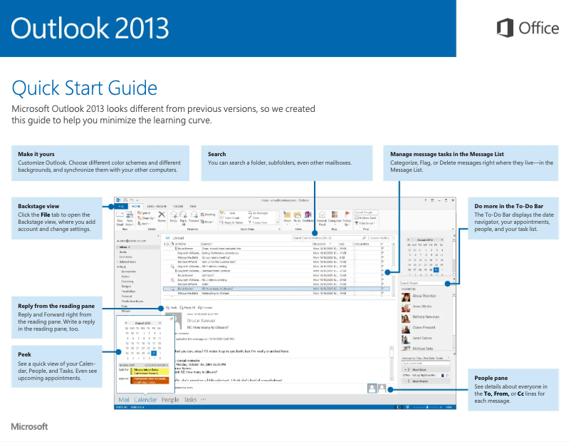 Image de la première page du manuel de l'appareil Outlook 2013