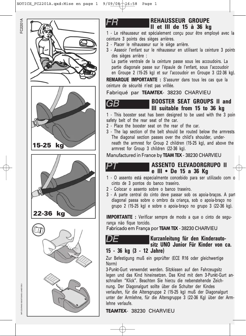 Page 1 de la notice Manuel utilisateur Nania Subli Topo Comfort