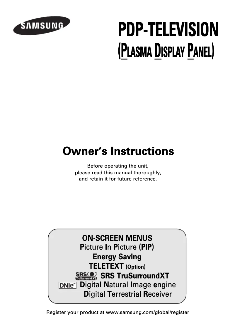 Page n°1 - Manuel utilisateur Samsung PS-50P7HD
