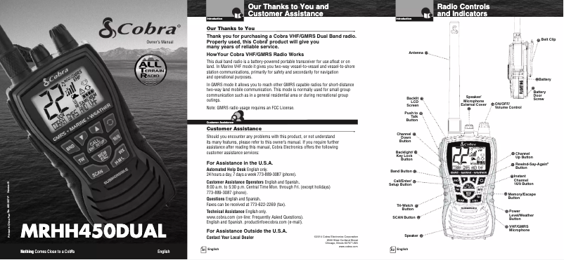 Page 1 de la notice Manuel utilisateur Cobra MR HH450 DUAL