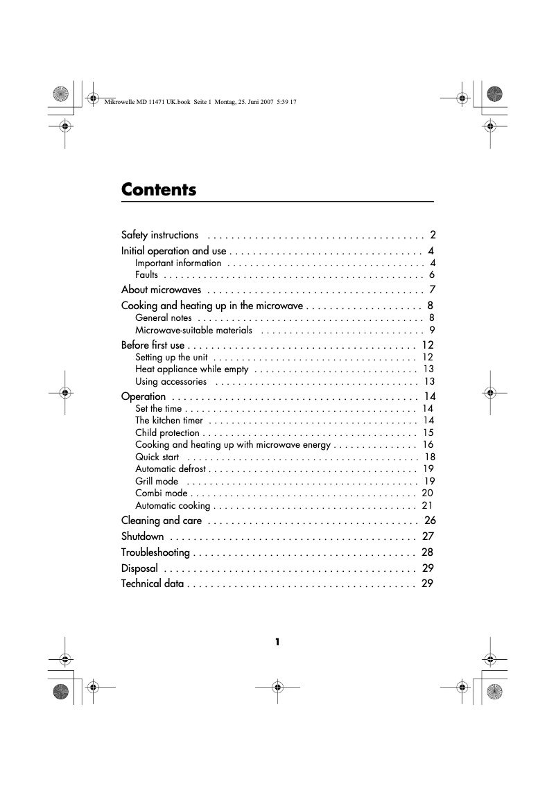 Page n°1 - Manuel utilisateur Medion MD 11471