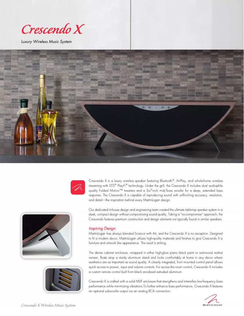 Page n°1 - Brochure Martin Logan Crescendo X