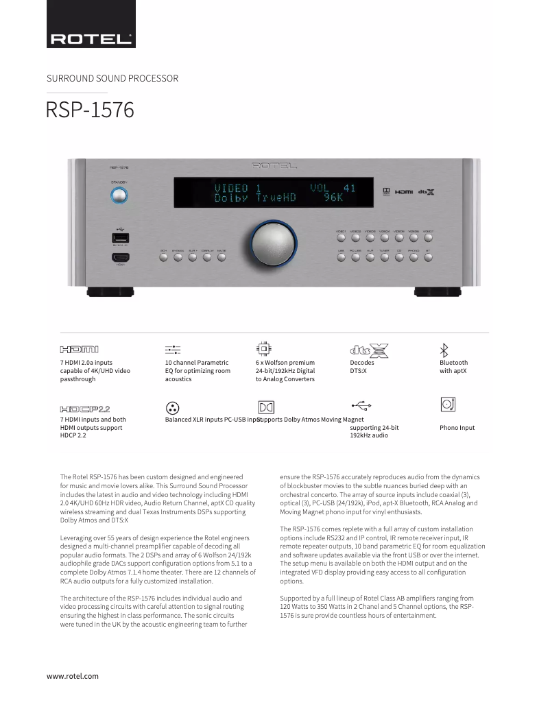Page 1 of the manual Technical Sheet Rotel RSP-1576