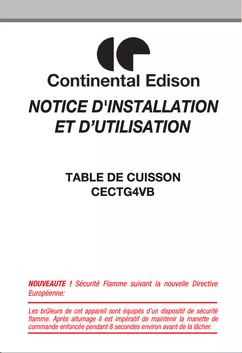 Page n°1 - Manuel utilisateur Continental Edison CECTG4VB