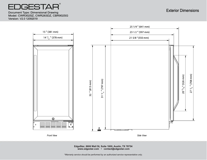 Página 1 del manual Ficha técnica EdgeStar CBR902SG