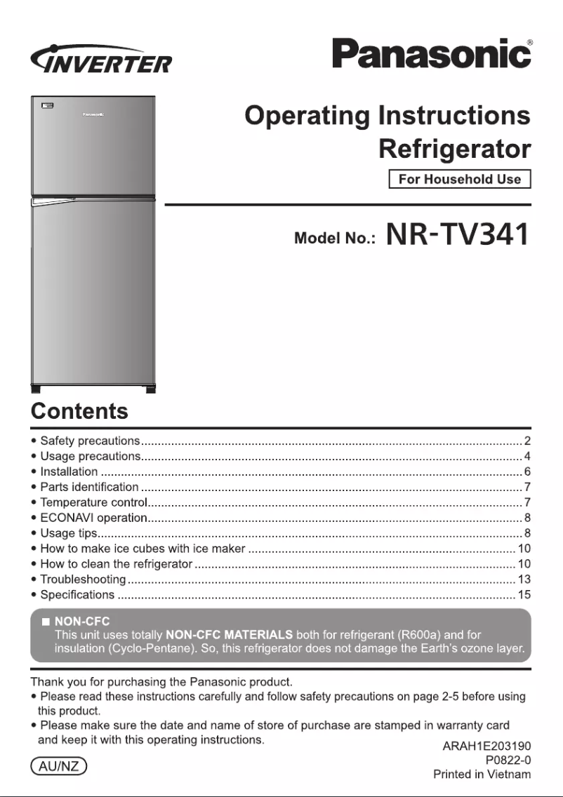Page 1 de la notice Manuel utilisateur Panasonic NR-TV341BPS