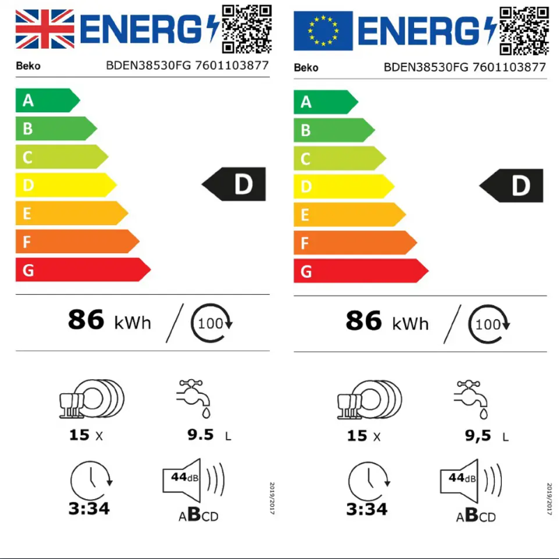 Page n°1 - Label énergétique Beko FBQ8606
