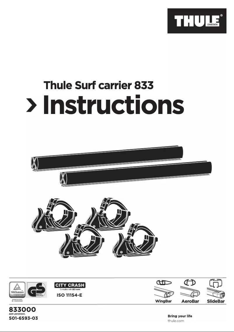 Page n°1 - Manuel utilisateur Thule Surf carrier 833