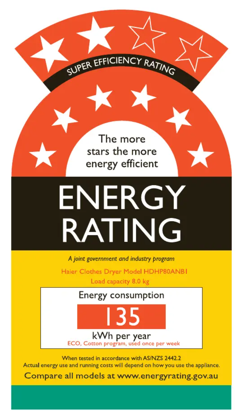 Page 1 de la notice Label énergétique Haier HDHP80ANB1