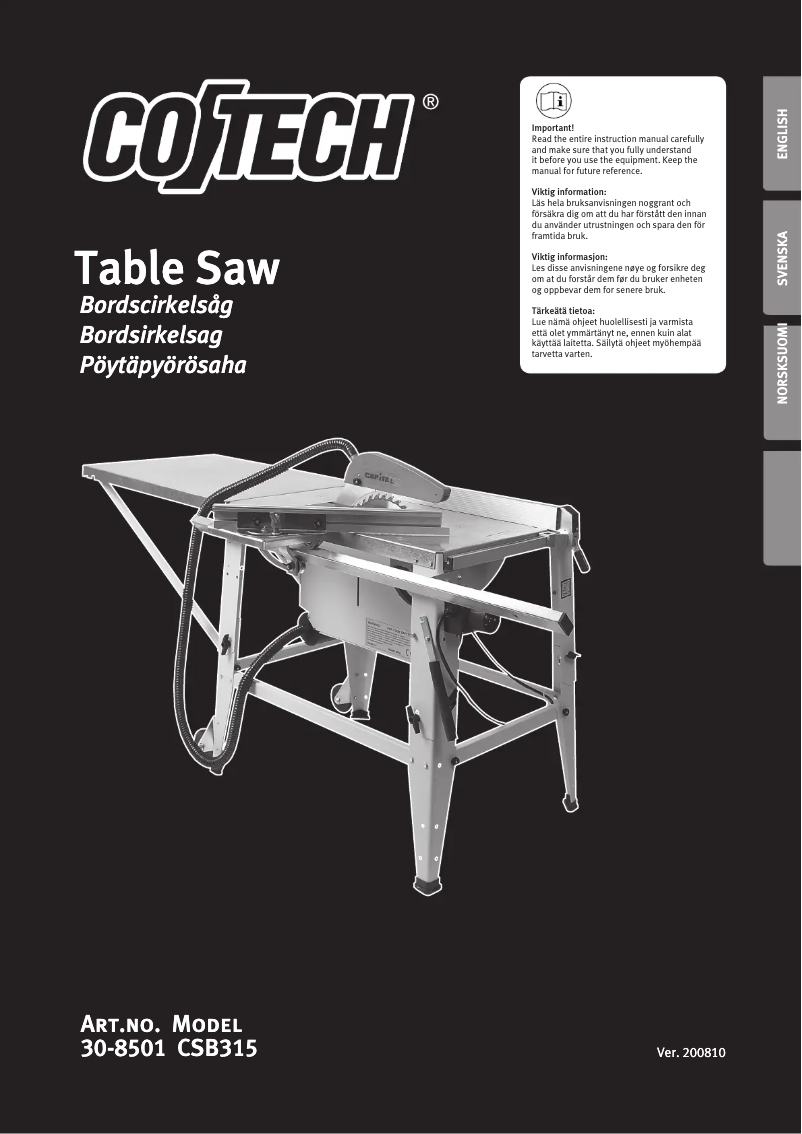 Image de la première page du manuel de l'appareil CSB315