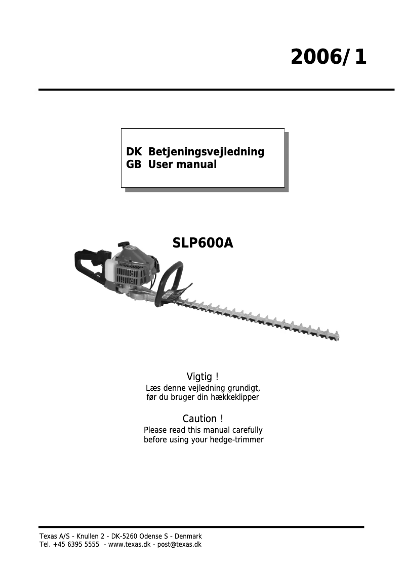 Image de la première page du manuel de l'appareil SLP 600 A