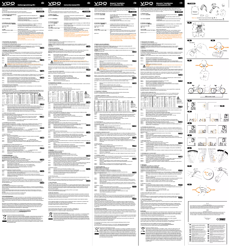 Page n°1 - Manuel utilisateur VDO A4+